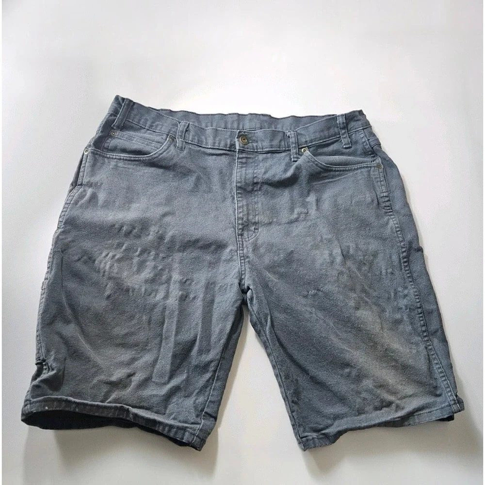 Genuine‎ Dickies Mens 38 Carpenter Shorts Faded Charcoal Stretch Canvas Flawed